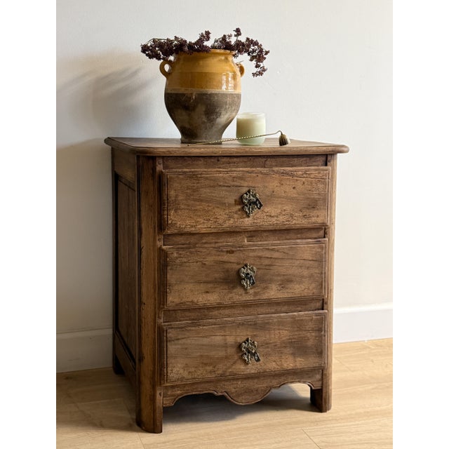 French Antique Three Drawer Walnut Commode For Sale - Image 3 of 6