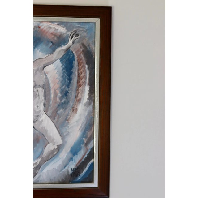 Ebbe Höglund, Leap\., 1960s, Oil on Canvas & Teak, Framed For Sale - Image 9 of 12