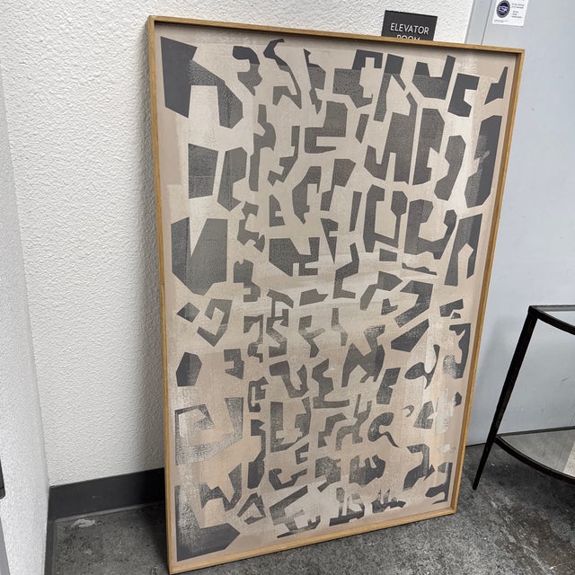 Abstract Coup d'Esprit for Four Hands Art Studio “Block Iii” Framed Wood Panel Art For Sale - Image 3 of 12