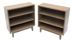 White Wash Finish Solid Mahogany Bookcases Cabinets - a Pair