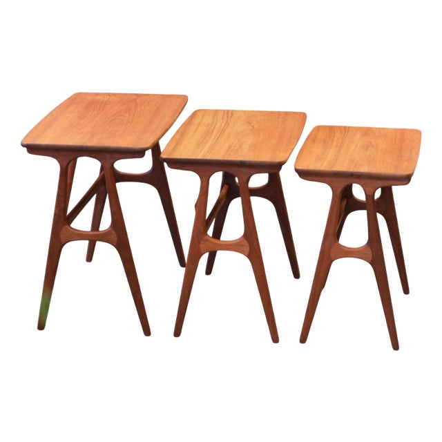 Nesting Table in Teak by Johannes Andersen for CFC Silkeborg, Denmark, 1960s, Set of 3 For Sale