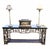 Chinoiserie Vintage Chinese Chippendale Lexington Tortoiseshell Bronze Black Extra Long Tessellated Top Console Sofa Table For Sale - Image 3 of 10