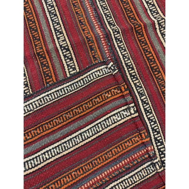 1950s Vintage Multi Red Stripe Modern Flatweave Decorative Turkish Kilim Rug For Sale - Image 4 of 6