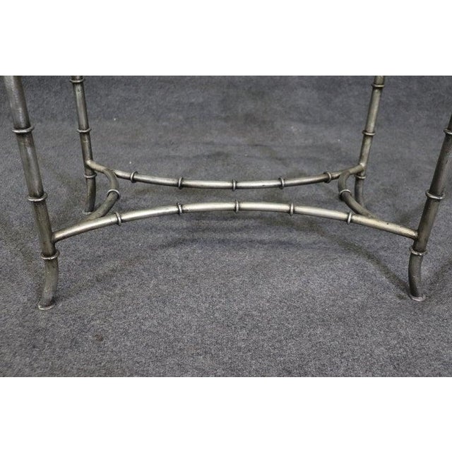 Metal Gorgeous Oval Steel and Glass Maison Bagues Style Faux Bamboo Coffee Table For Sale - Image 7 of 11