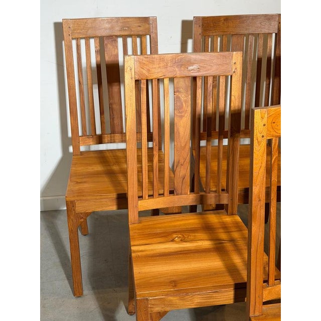 Wood Teak Dining Chairs, Set of 6 For Sale - Image 7 of 8