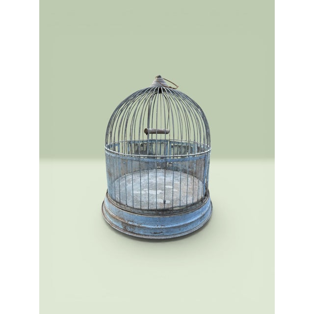 Antique Birdcage Hendryx Company Blue Metal Wire For Sale - Image 12 of 12
