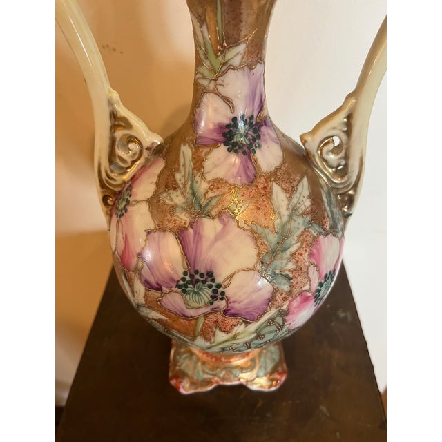 Antique Nippon Royal Kinran Vase 12" Moriage Gold Floral Hand Painted Porcelain For Sale - Image 17 of 17