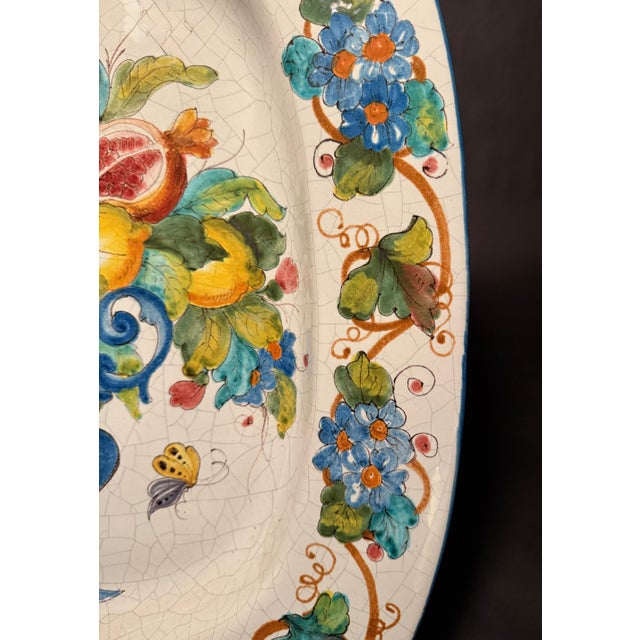 Italian Large Late 20th Century Italian Majolica Paint Decorated Tray For Sale - Image 3 of 7