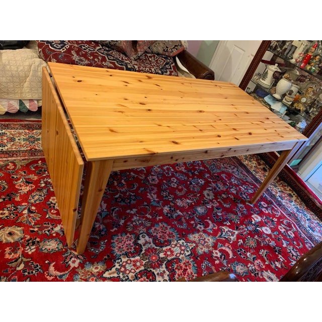 Modern Swedish Pine Farmhouse Drop-Leaf Dining Table For Sale - Image 13 of 13