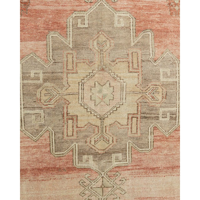 Vintage Circa 1940 Terracotta Turkish Oushak Hand Knotted Wool Runner, 5'1 X 11'9 For Sale - Image 9 of 16