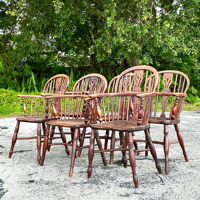 Vintage 19th Century English Windsor Chairs - Set of 6 For Sale In West Palm - Image 6 of 7