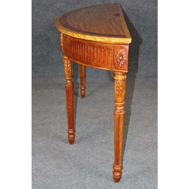 Adams Style Satinwood Demilune Console Table Maitland Smith Quality For Sale In Philadelphia - Image 6 of 11