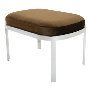 Design Institute of America Chrome and Brown Upholstered Stool For Sale