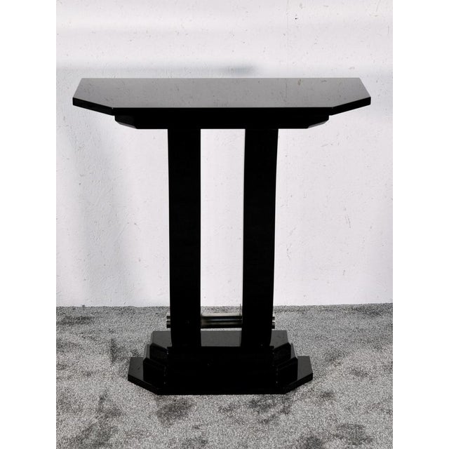 1930s Art Deco Console in Black High-Gloss Lacquer with Chrome, 1930s For Sale - Image 5 of 9
