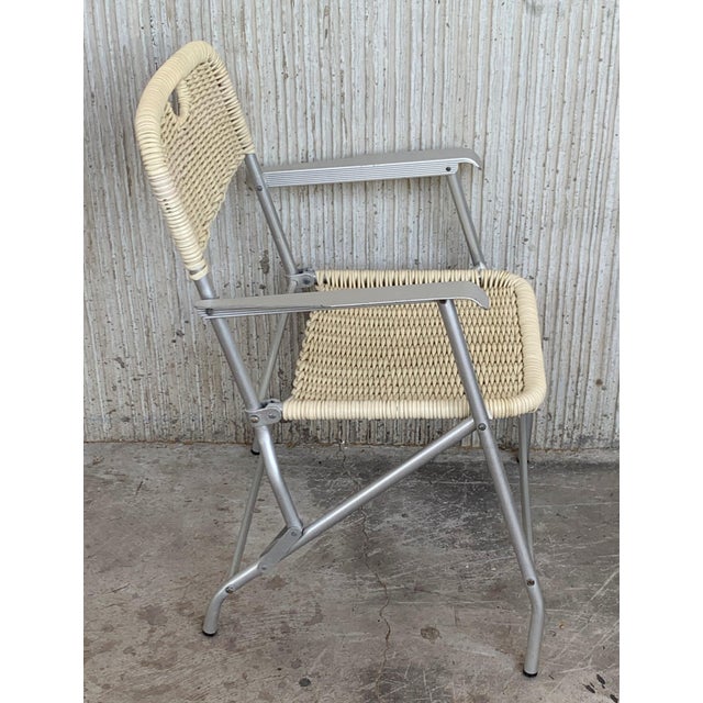 Mid-Century Modern Pair of Coated Cane and Aluminium Folding Armchairs For Sale - Image 6 of 18