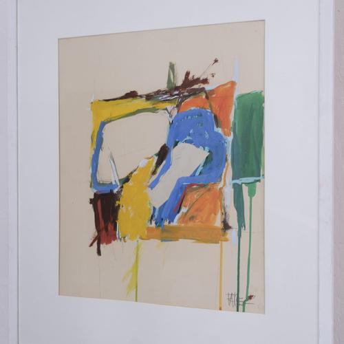 Modern Leopold Fare, Abstract Composition, Gouache Painting, 1960s For Sale - Image 3 of 11