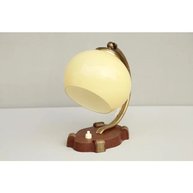 Art Deco Bakelite and Opal Glass Table Lamp, 1930s For Sale - Image 9 of 11