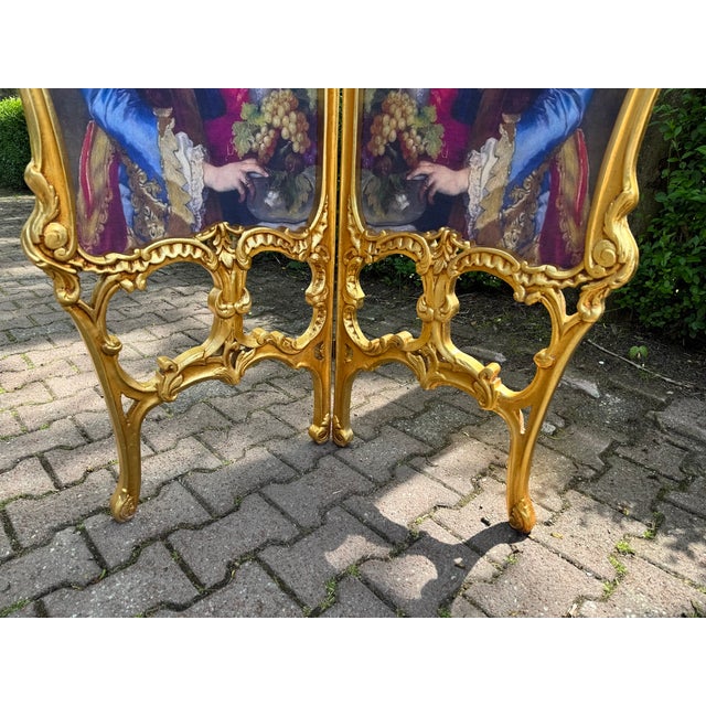 French 1960 French Louis XVI Gold Beech Folding Screen - 2 Panels For Sale - Image 3 of 14