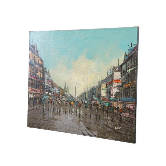 Impressionist Mid 20th Century E Vitti Paris French Impressionist Paris Street Scene Cityscape Oil Painting For Sale - Image 3 of 10