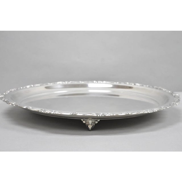 Vintage Victorian Large 21" Round Silver Plated Serving Platter Tray - a Pair For Sale In Philadelphia - Image 6 of 17