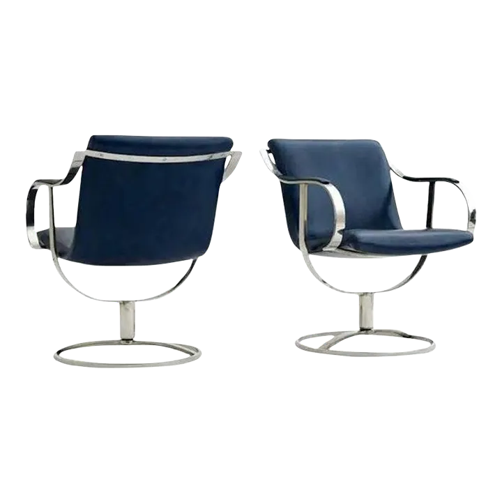 Leather Swivel Chairs by Gardner Leaver for Steelcase - A Pair