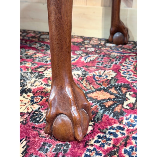 Late 20th Century Henkel Harris Mahogany Marble Top Side Table With Ball & Claw Feet For Sale - Image 10 of 12