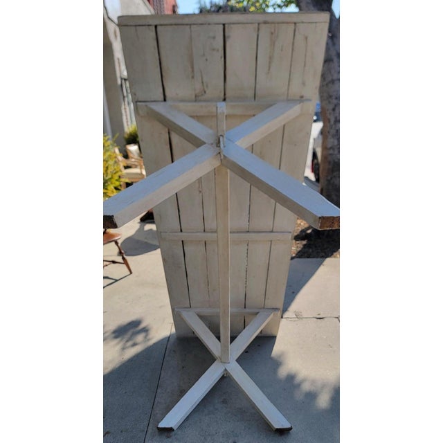 White 19Thc Pine Sawbuck Table W/ White Painted Base For Sale - Image 8 of 8