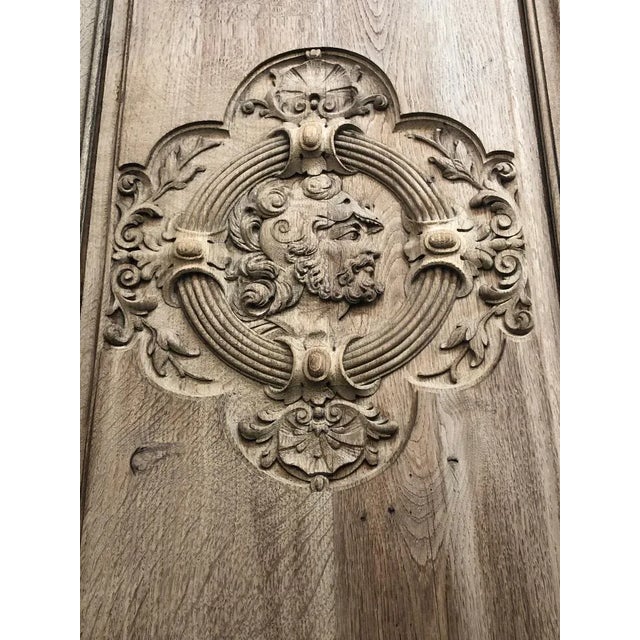 Sand 19th Century Monumental French Renaissance Figural Carved Oak Bookcase For Sale - Image 8 of 12