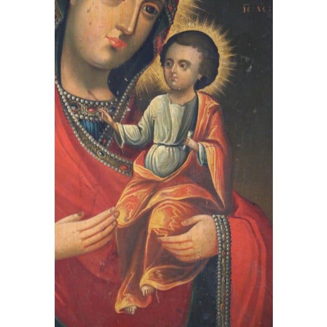 Mid 19th Century Antique 19th Century Hand Painted Russian Icon Art For Sale - Image 5 of 12