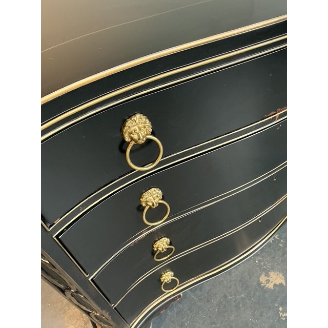 Black Vintage Hickory Chair Bow Front Chippendale Chest of Drawers - A Pair For Sale - Image 8 of 14