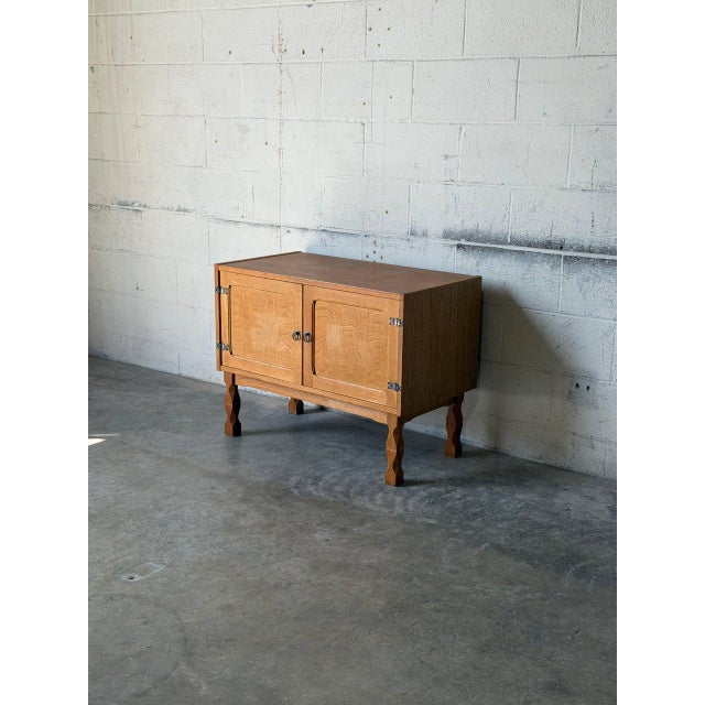 Mid-Century Modern Henning Kjærnulf Oak Storage Cabinet With Black Handles Danish Mid-Century Modern 1960s For Sale - Image 3 of 12