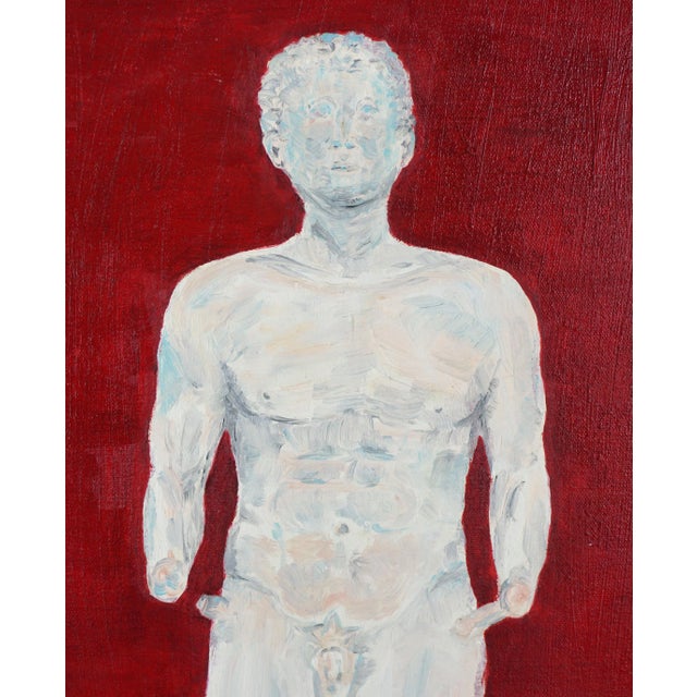 "Empire #8" Contemporary Classical Roman Male Sculpture Figurative Study on Red Painting by Francis Tanseco For Sale - Image 4 of 6