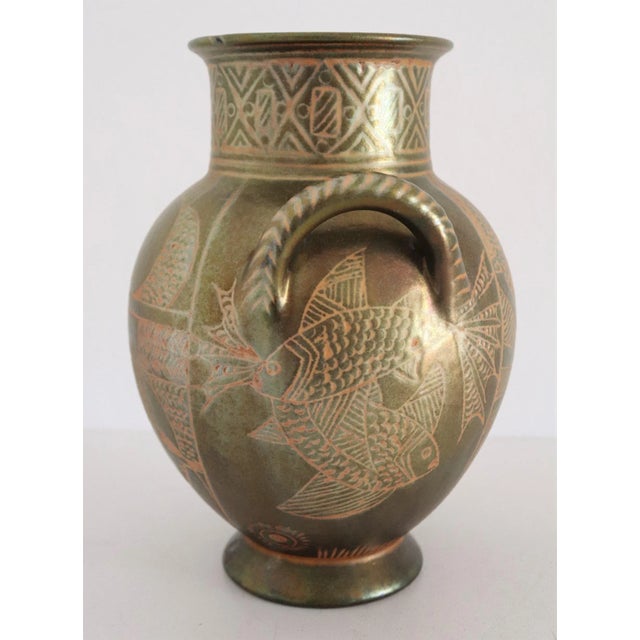 Italian Hand Painted Glazed Ceramic Vase by Riccardo Gatti, 1950s For Sale - Image 13 of 18