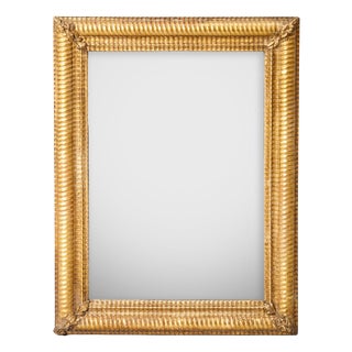 French Rectangular Gilt Mirror with Ribbed Frame, 19th Century For Sale