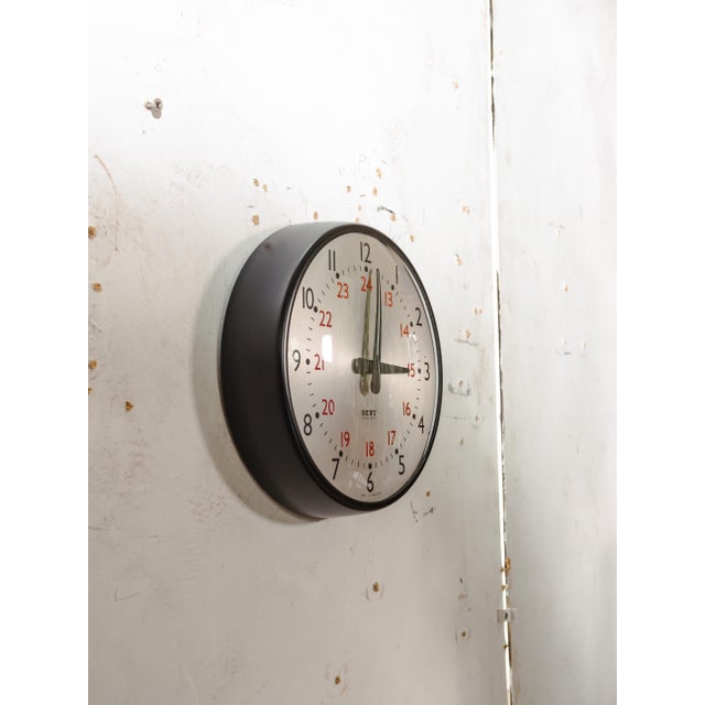 Black 24 Hour Dial Clock from Gent of Leicester, England, 1960s For Sale - Image 8 of 11