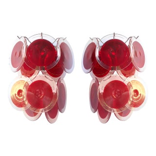 1990s Murano Glass Wall Sconces Mazzega Style - A Pair For Sale