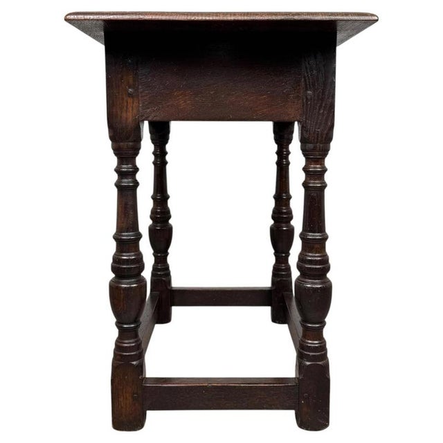 Antique English Carved Oak Side Table For Sale - Image 9 of 12