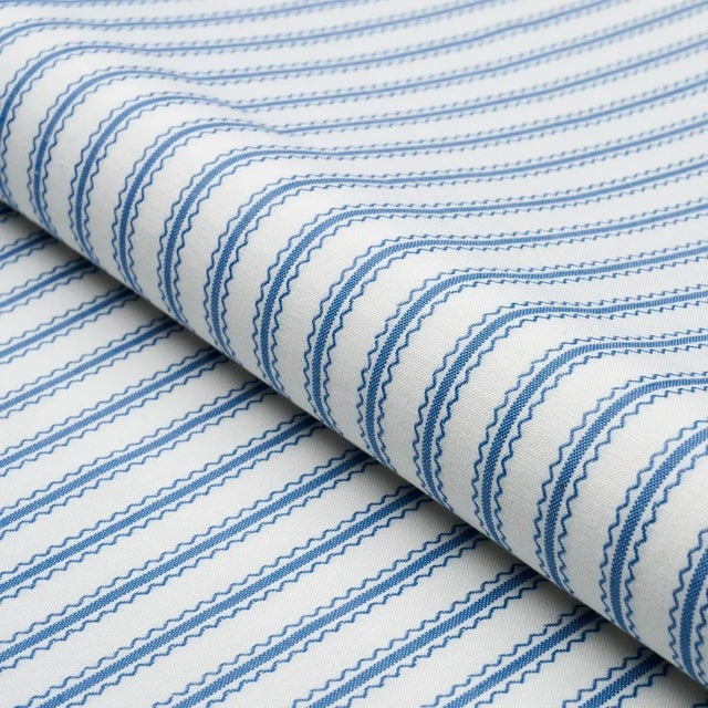 Schumacher Schumacher X Mark D. Sikes Birdie Ticking Stripe Fabric In Indigo For Sale - Image 4 of 4