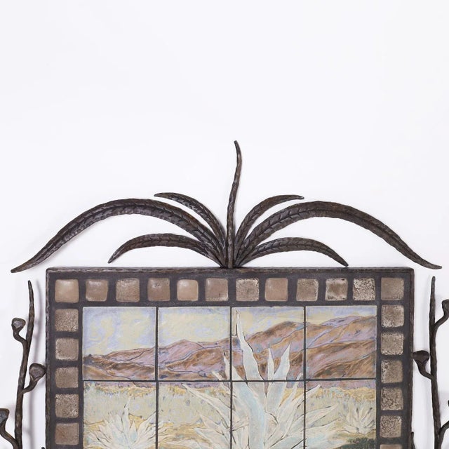 Tile Plaque With Iron Frame For Sale - Image 4 of 10
