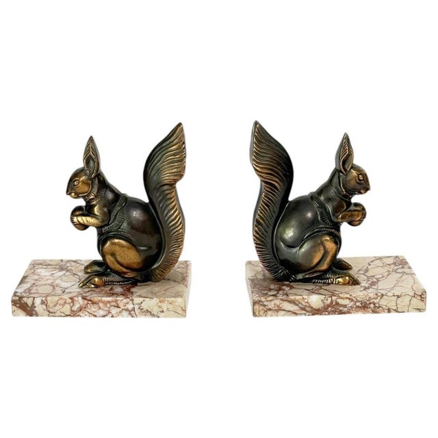 Marble and Metal Bookends with Squirrels, France, 1950s, Set of 2 For Sale - Image 12 of 12