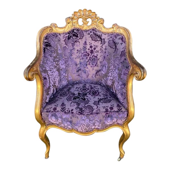 Late 19th Century Vintage Italian Giltwood Chair For Sale