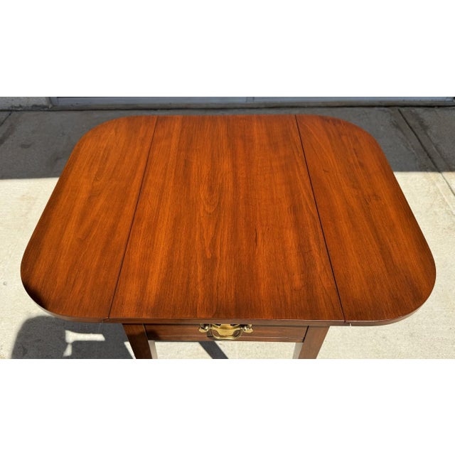 Wood Henkel Harris Solid Cherry Pembroke Drop-Leaf Side Table Model No. 5406 For Sale - Image 7 of 18