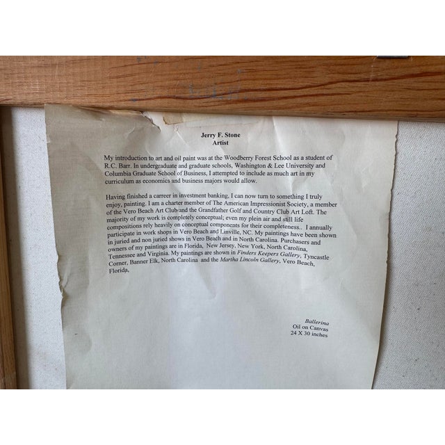 1980’s Jerry F. Stone “Velvet Dancer” Oil on Canvas Painting, Framed For Sale - Image 12 of 12