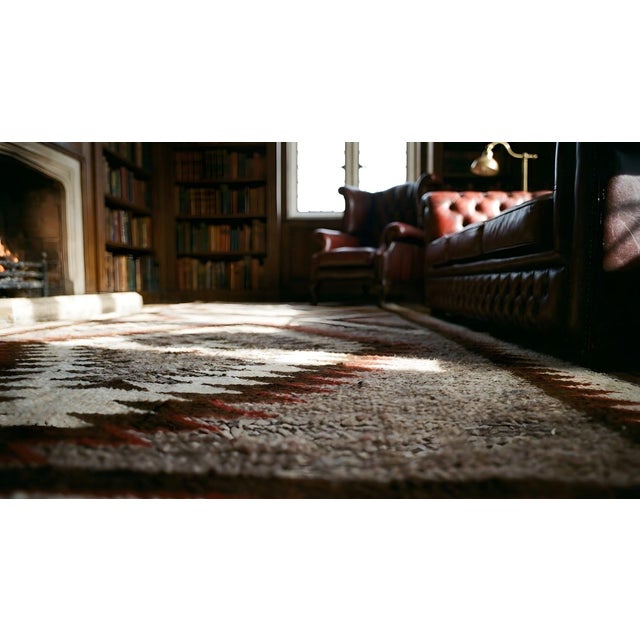 1920s Gray Antique Tribal Geometric Design Navajo Flat Woven Native American Rug For Sale - Image 10 of 12