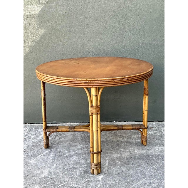 Wood Vintage Bent Rattan Dining Table For Sale - Image 7 of 12