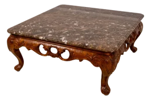 Marble Top Sculpted Base Cocktail Coffee Table