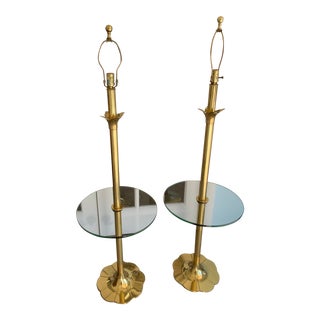 Mid-Century Stiffel Brass and Glass Floor Lamps - a Pair For Sale