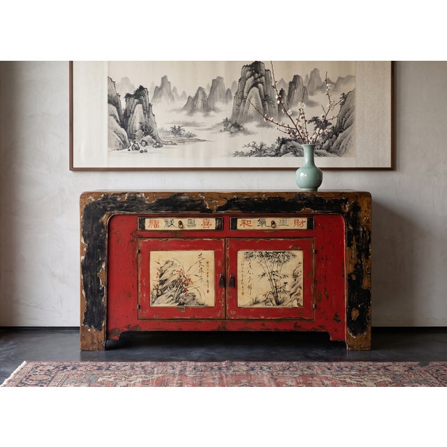 Unique Antique Chinese Sideboard With Distressed Character - Chinoiserie Design For Sale - Image 14 of 14