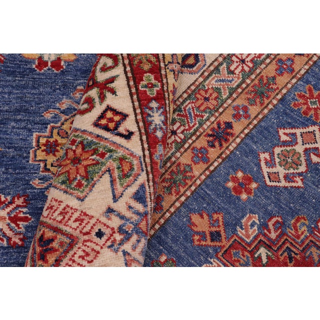 Blue Rustic Super Kazak Blue/Ivory Wool Rug - 8'8'' X 12'2'' For Sale - Image 8 of 10