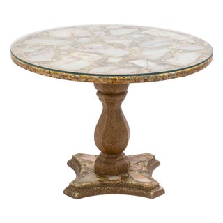 Arturo Pani Handmade Abalone Onyx and Gold Leaf Side End Table Made in Mexico For Sale